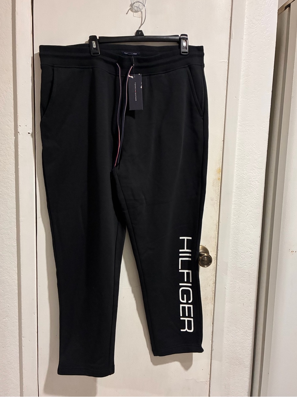 Tommy Hilfiger Black Sweatpants with Vertical Logo